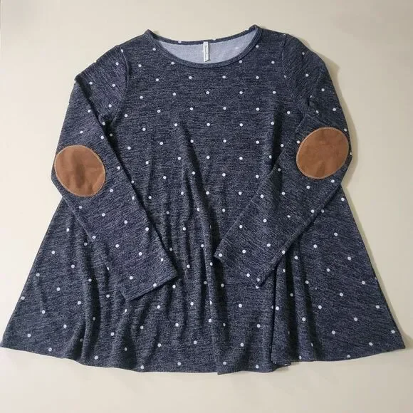 Beeson River Womens Navy Polka Dot Long Sleeve Crew Neck Tunic - Picture 5 of 14